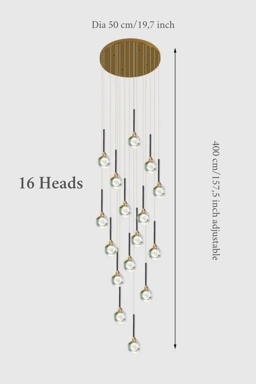 Fenn Gold Crystal Raindrop Glass Ball Chandelier - Chandeliers | Lucera Lighting