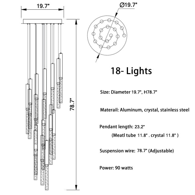 Schist Long LED Spiral Chandelier - Chandeliers | Lucera Lighting