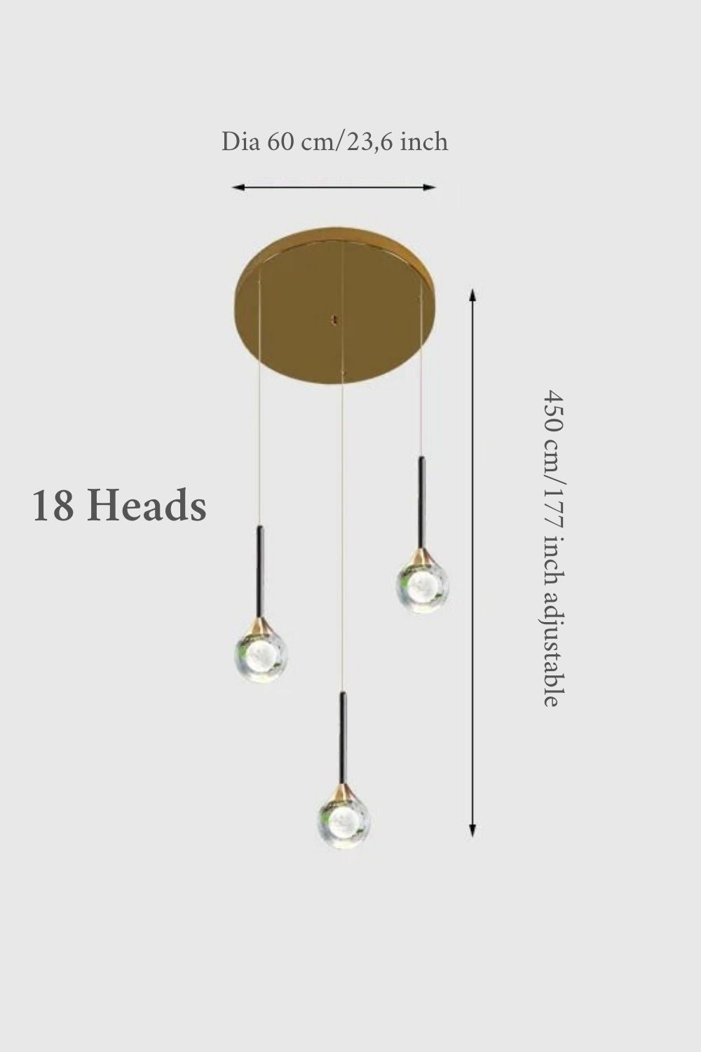 Fenn Gold Crystal Raindrop Glass Ball Chandelier - Chandeliers | Lucera Lighting