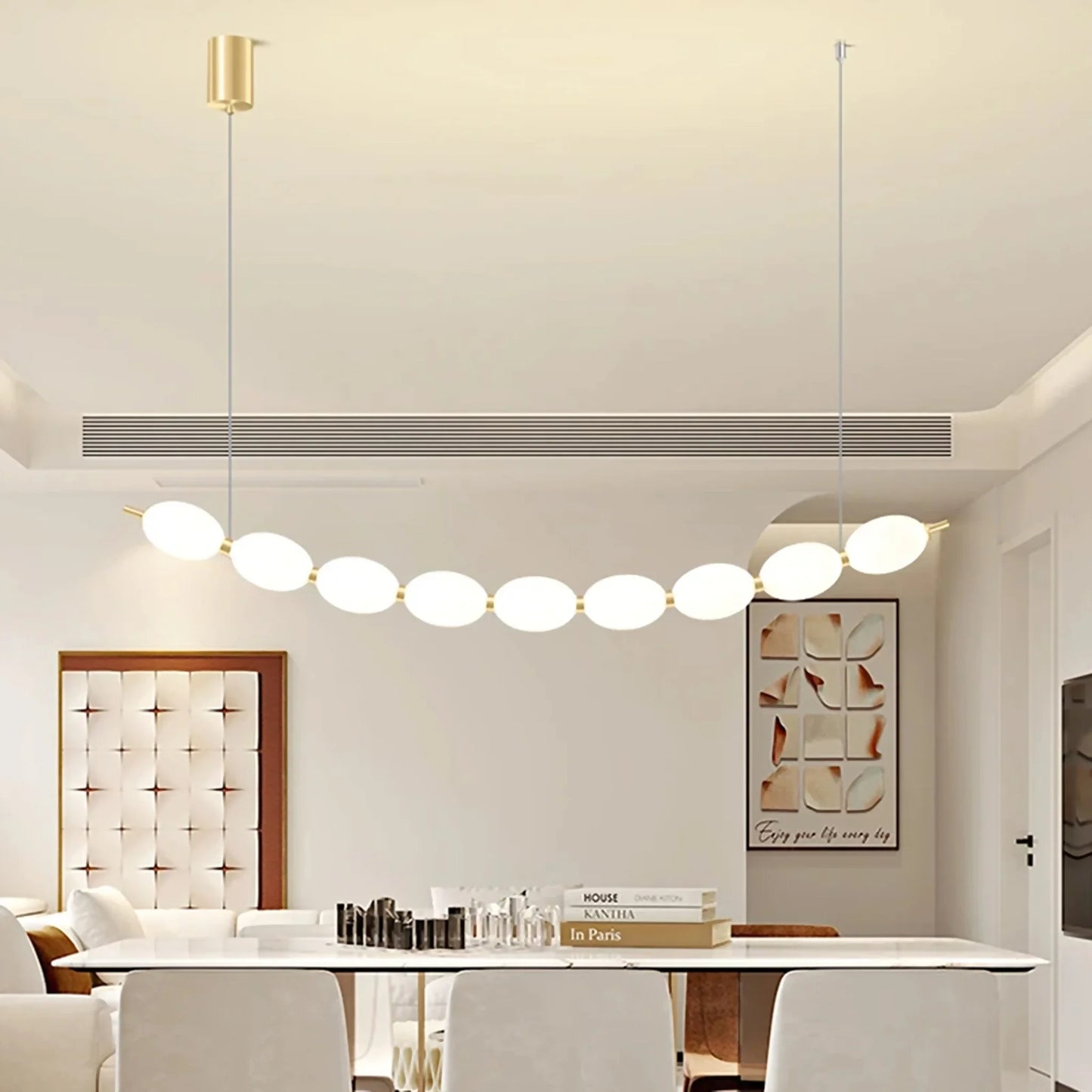 Chrome String of Pearls LED Pendant Chandelier - Pendant Lights | Lucera Lighting