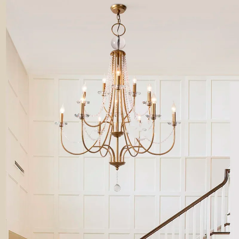 Crest Vintage Crystal Staircase Chandelier - Chandeliers | Lucera Lighting