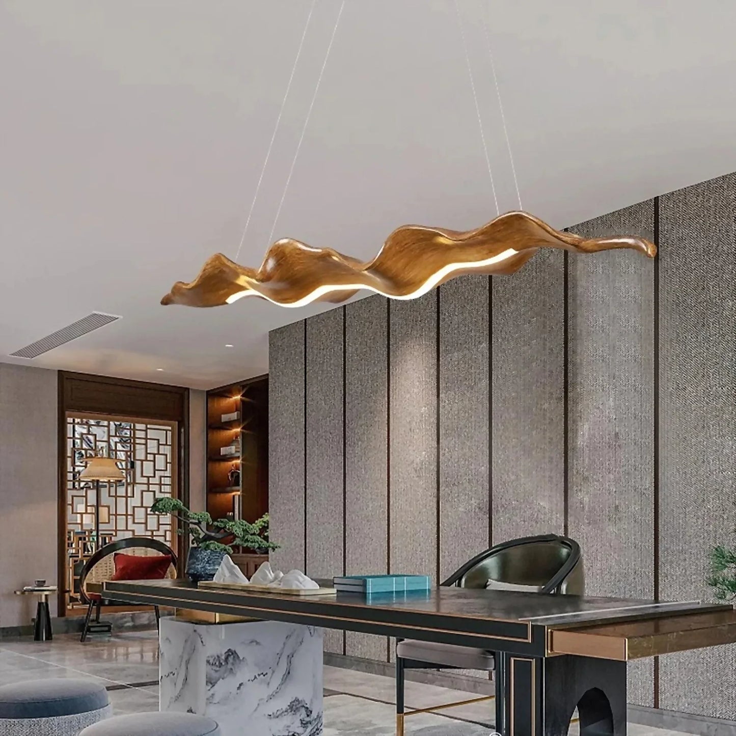 Champagne Gold Leaf-Shaped Pendant LED Chandelier - Pendant Lights | Lucera Lighting