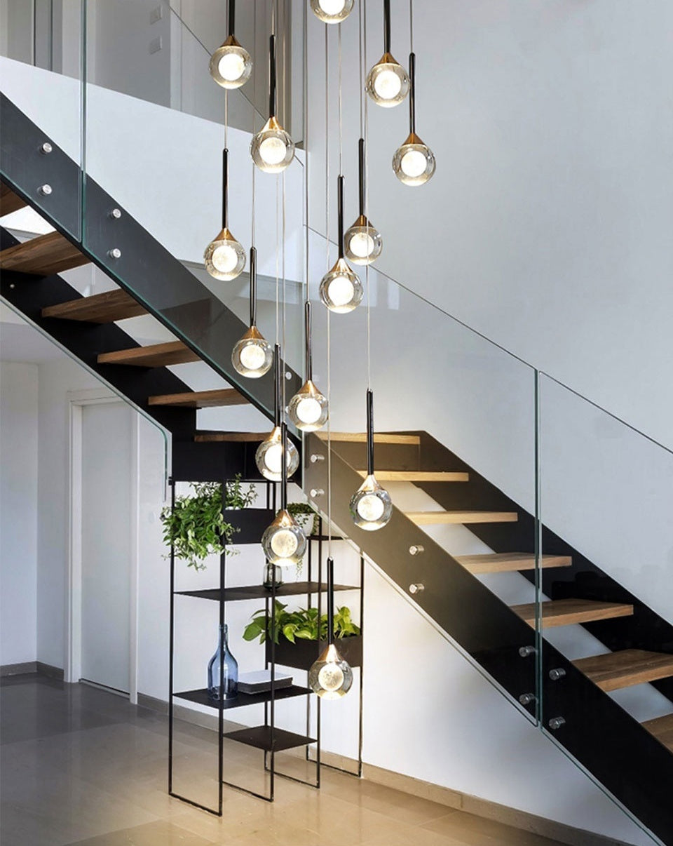 Fenn Gold Crystal Raindrop Glass Ball Chandelier - Chandeliers | Lucera Lighting