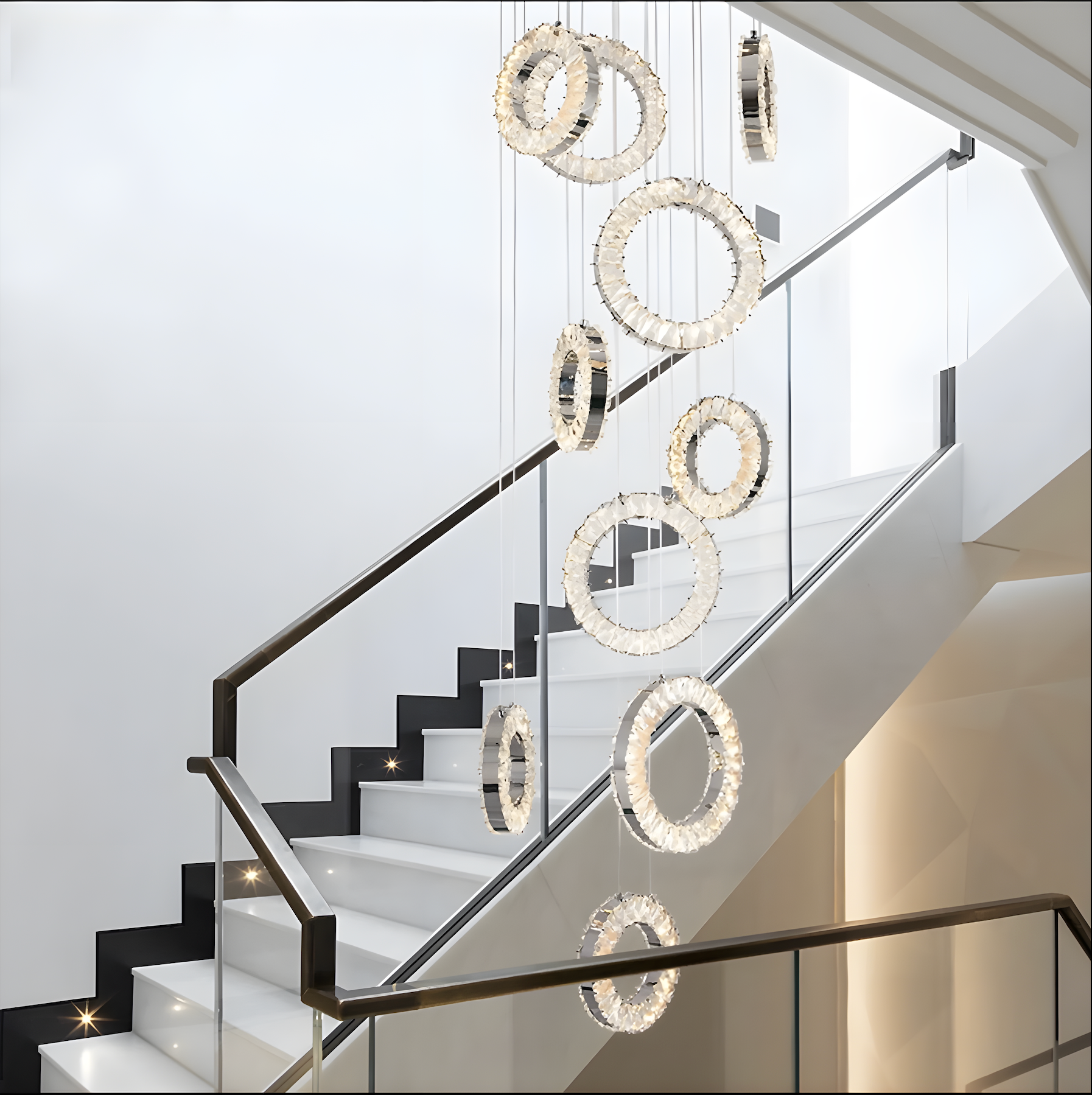 Snowdrop Crystal Pendant Light for Staircase - Chandeliers | Lucera Lighting