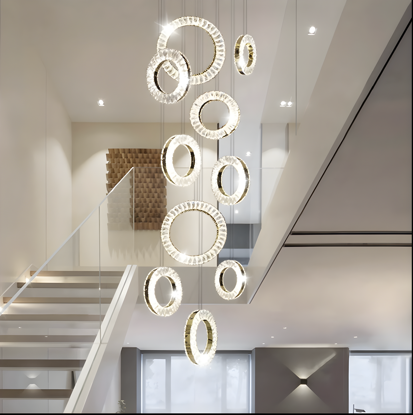 Snowdrop Crystal Pendant Light for Staircase - Chandeliers | Lucera Lighting