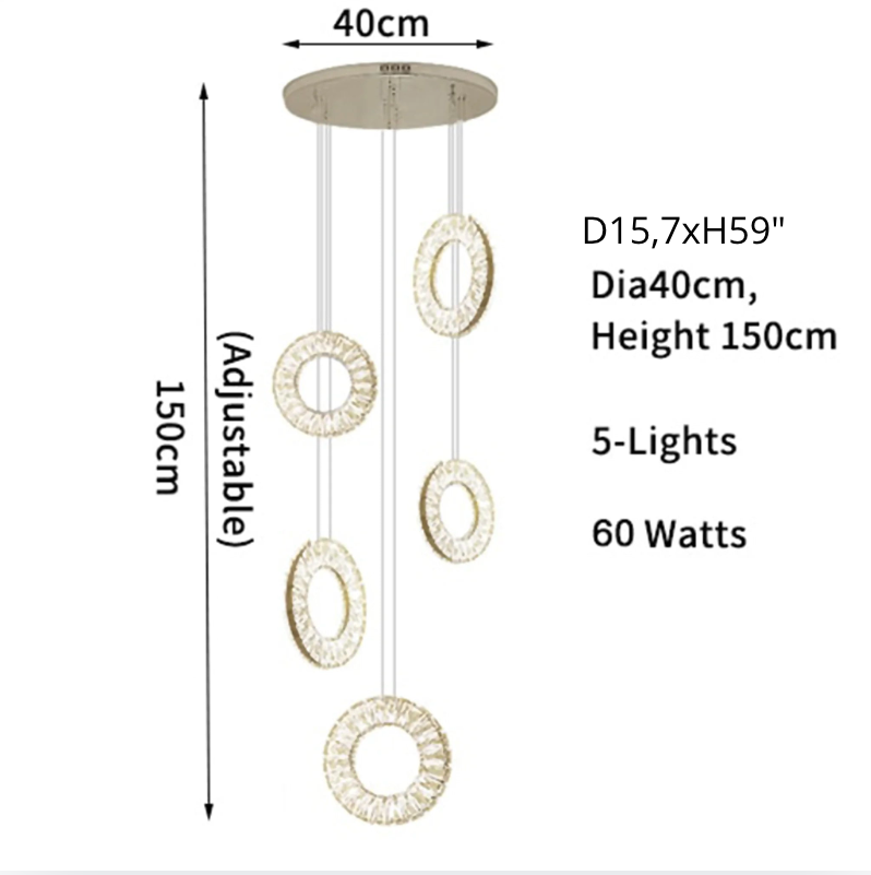 Snowdrop Crystal Pendant Light for Staircase - Chandeliers | Lucera Lighting