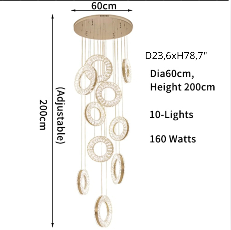 Snowdrop Crystal Pendant Light for Staircase - Chandeliers | Lucera Lighting