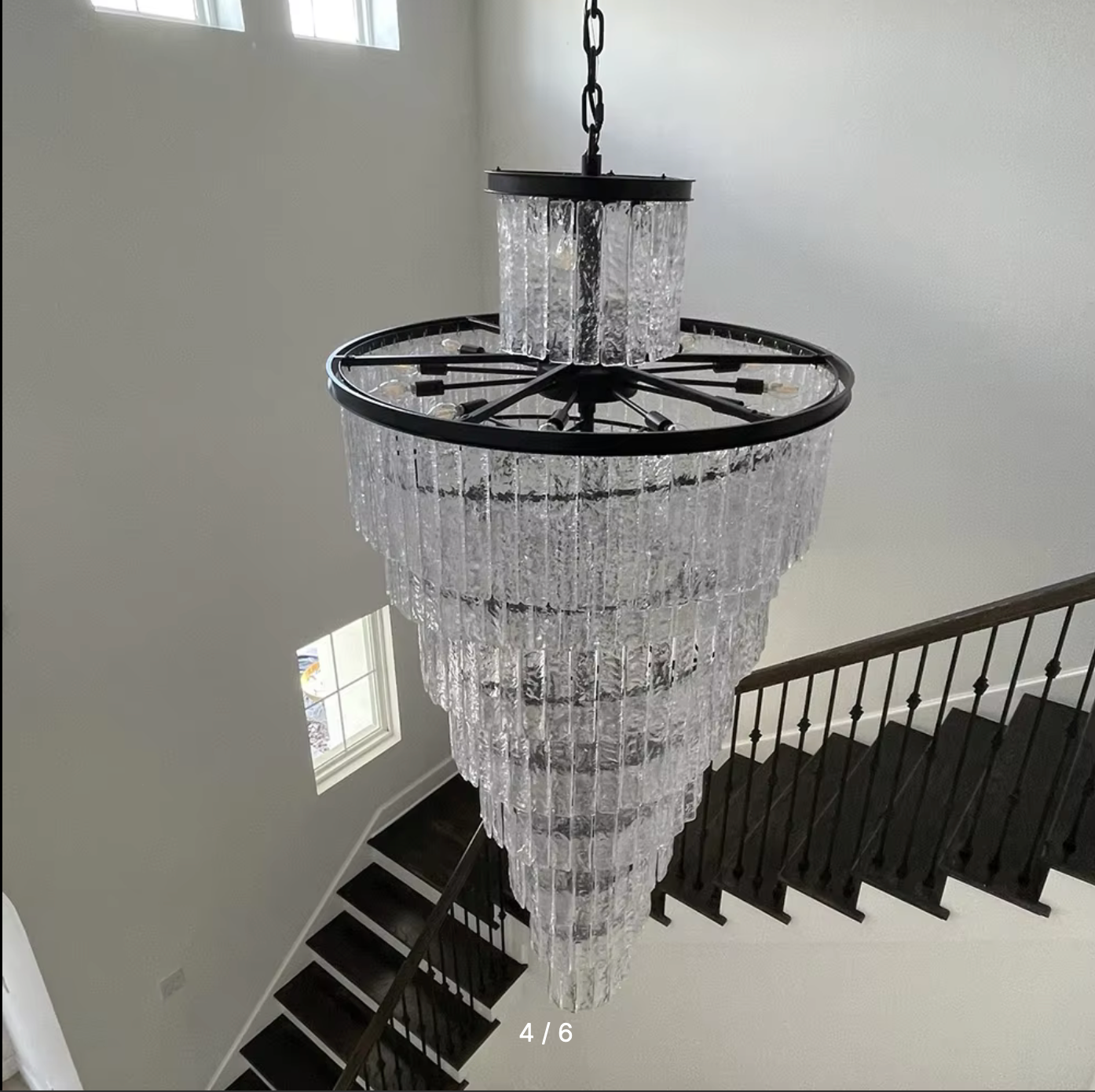 Thyme Frosted Glass Long Black Chandelier - Chandeliers | Lucera Lighting