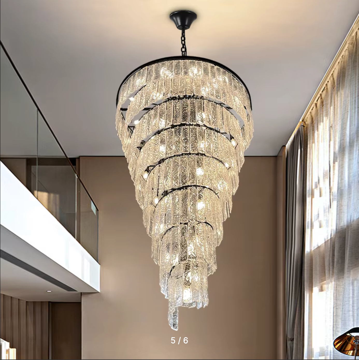 Thyme Frosted Glass Long Black Chandelier - Chandeliers | Lucera Lighting