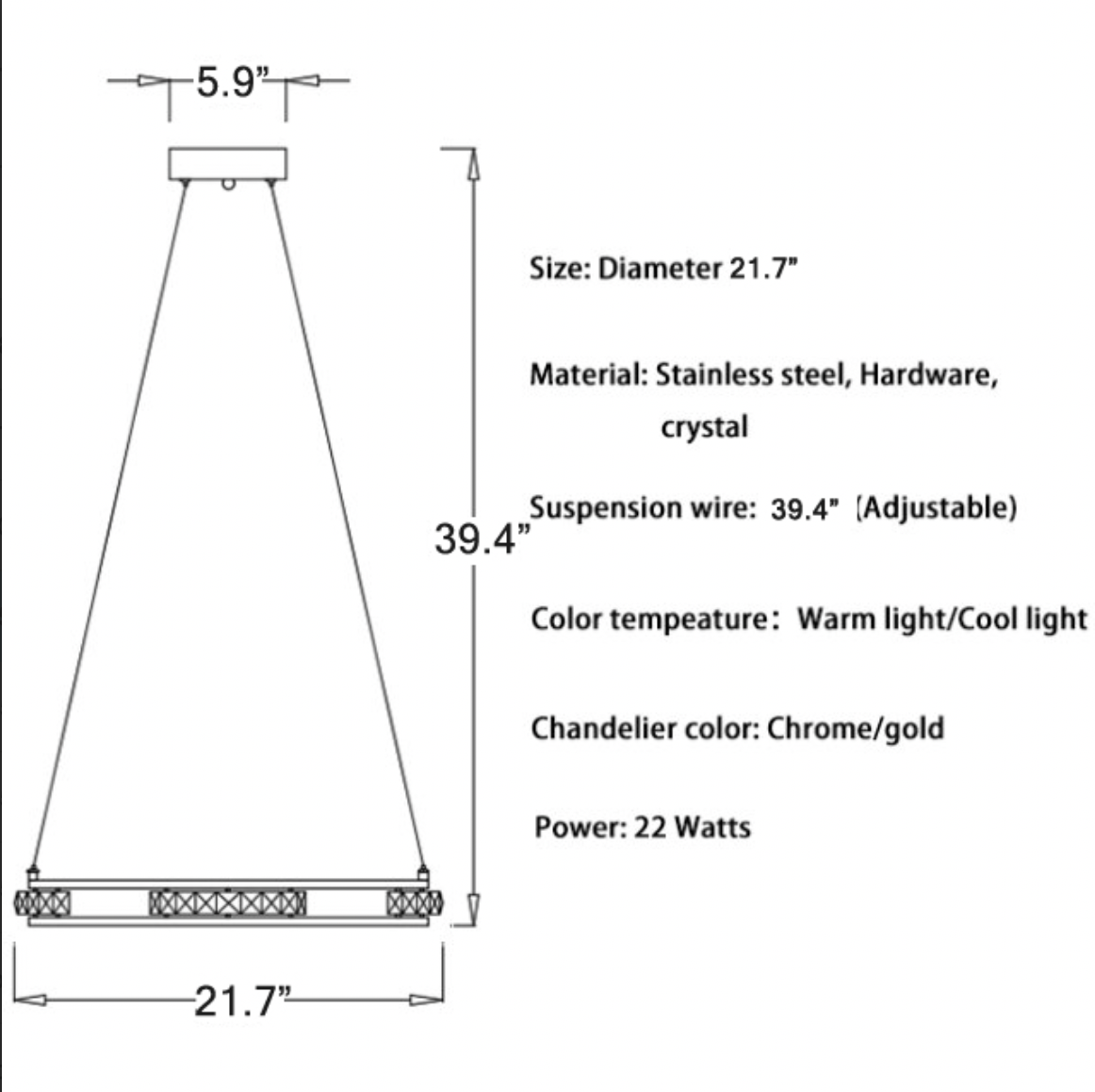 Bluebell Cascade Crystal Rings LED Chandelier - Pendant Lights | Lucera Lighting