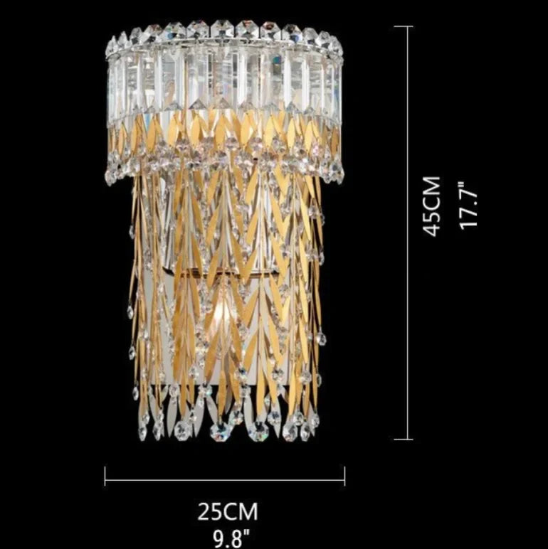 Sera Golden Crystal Wall Lamp for Living Room - Wall Lights & Sconces | Lucera Lighting