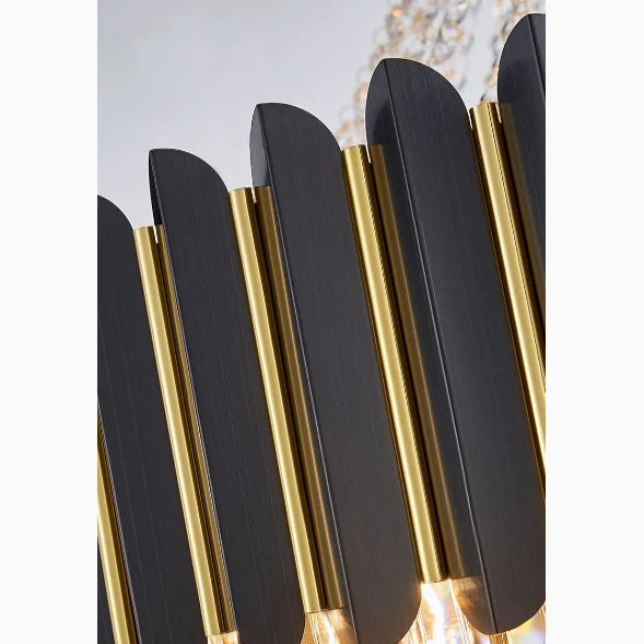 Jasper Modern Round Gun Black Crystal Chandelier - Chandeliers | Lucera Lighting