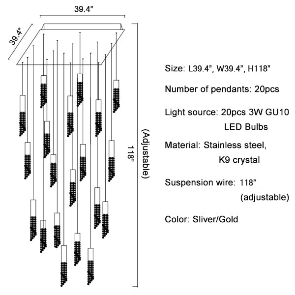Basalt Hanging Crystal Light Fixture - Chandeliers | Lucera Lighting