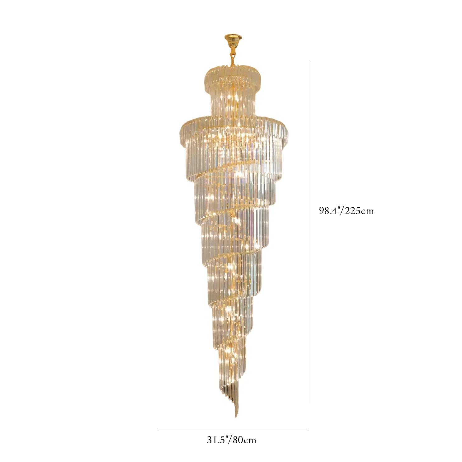 Elderflower Crystal Staircase Chandelier - Chandeliers | Lucera Lighting