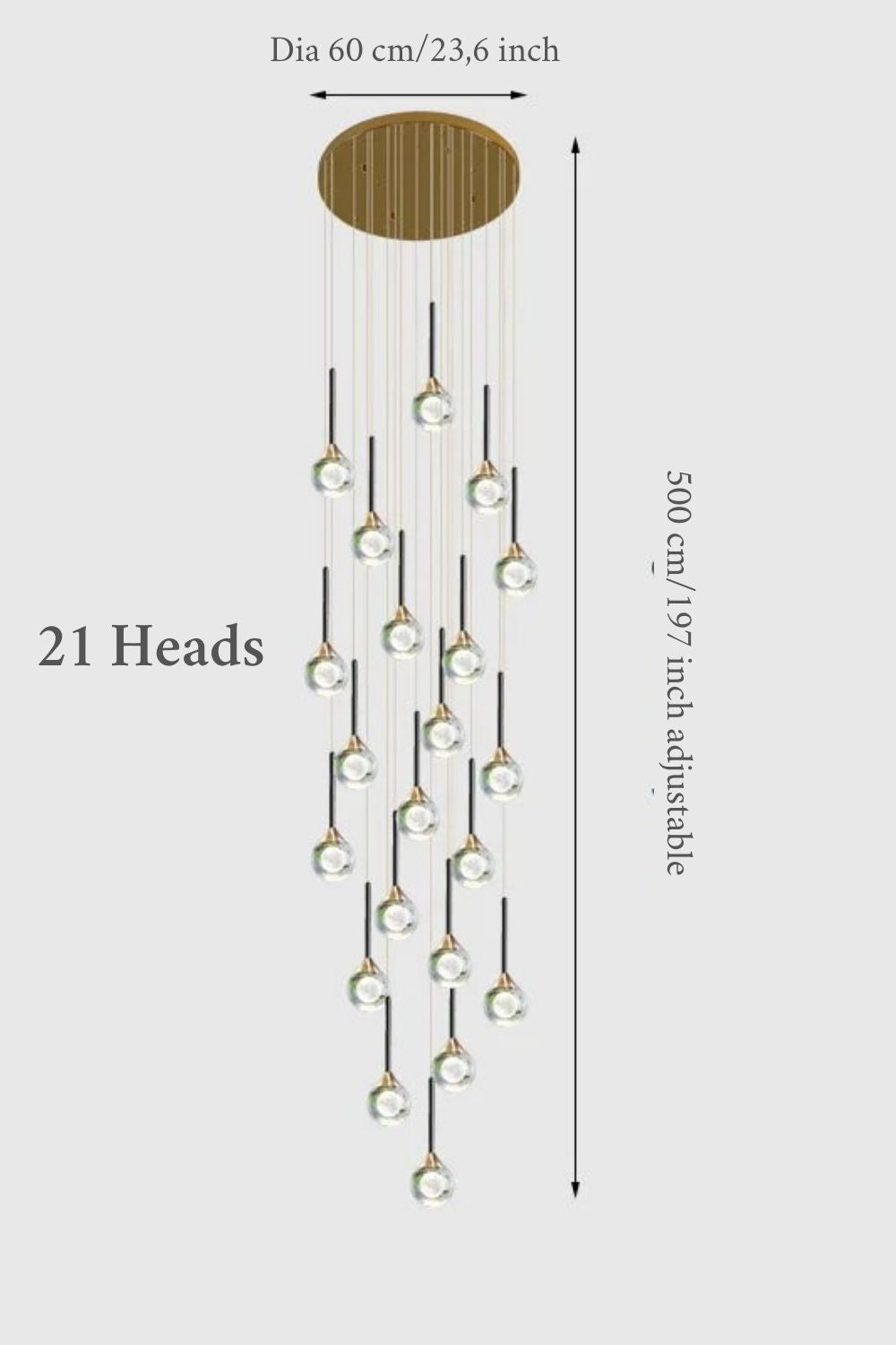 Fenn Gold Crystal Raindrop Glass Ball Chandelier - Chandeliers | Lucera Lighting