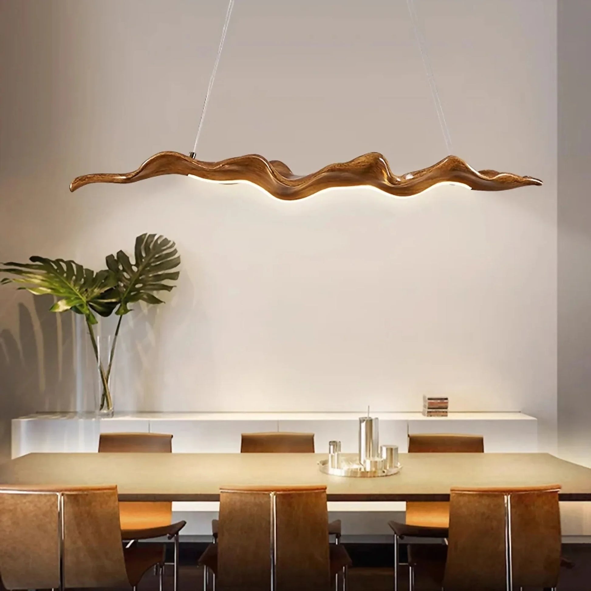 Champagne Gold Leaf-Shaped Pendant LED Chandelier - Pendant Lights | Lucera Lighting
