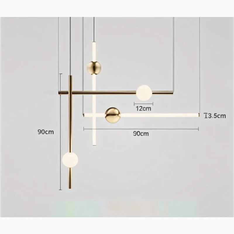 Daffodil Minimalist Gold Chandelier - Pendant Lights | Lucera Lighting