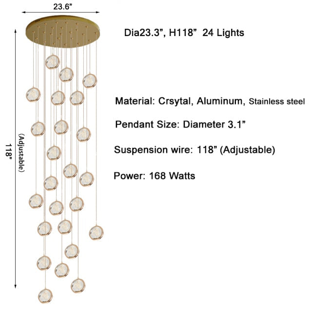 Topaz Staircase Crystal Chandelier - Pendant Lights | Lucera Lighting
