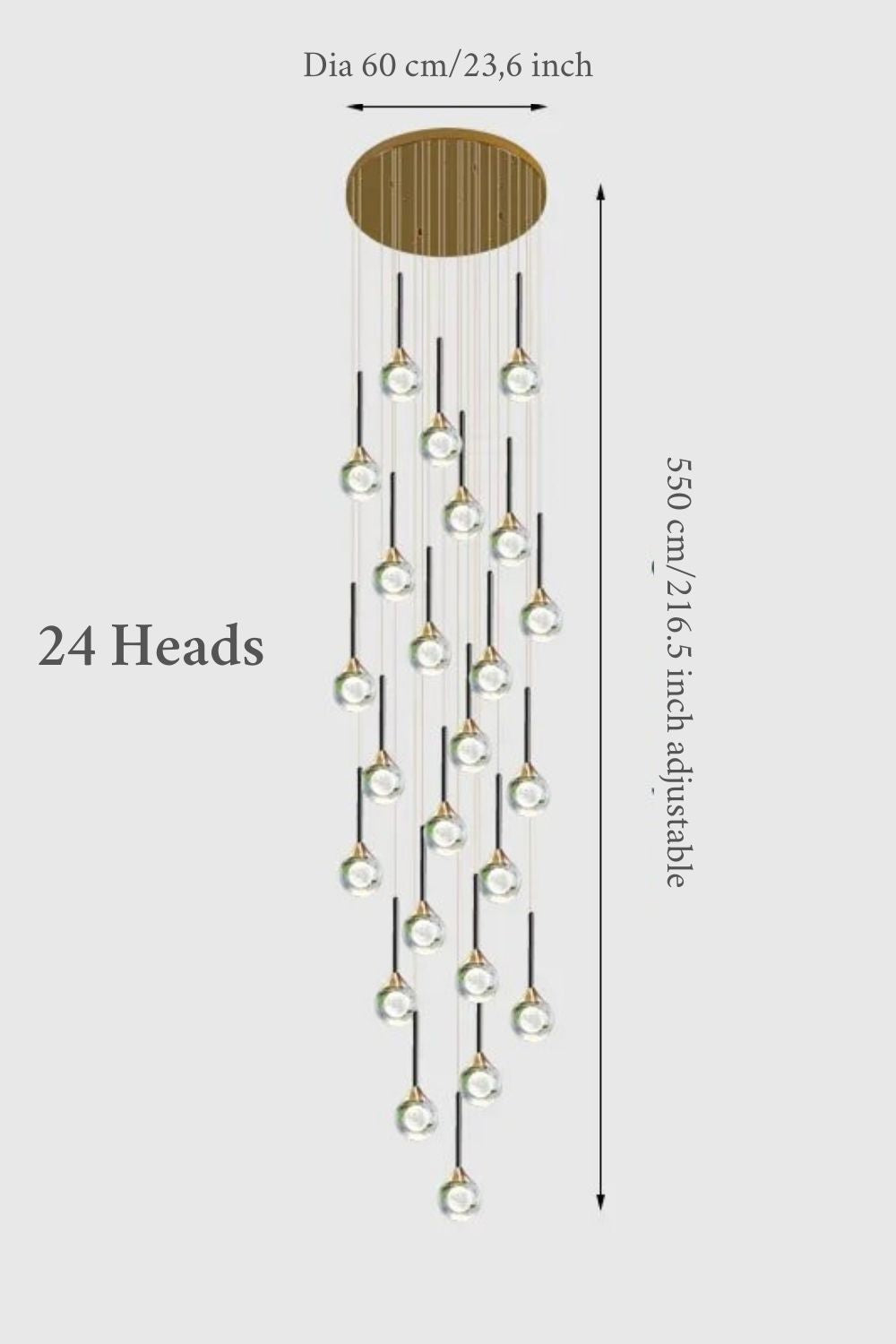 Fenn Gold Crystal Raindrop Glass Ball Chandelier - Chandeliers | Lucera Lighting