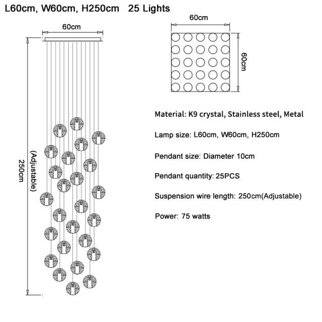 Vervain Crystal Hanging Light Fixture - Chandeliers | Lucera Lighting