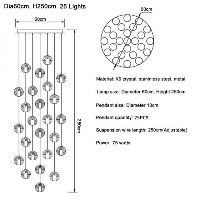 Vervain Crystal Hanging Light Fixture - Chandeliers | Lucera Lighting