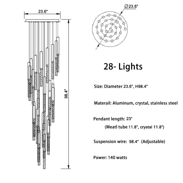 Schist Long LED Spiral Chandelier - Chandeliers | Lucera Lighting