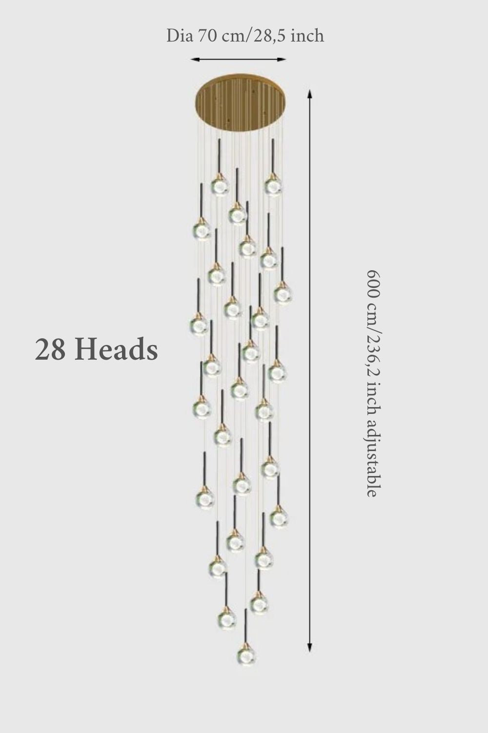 Fenn Gold Crystal Raindrop Glass Ball Chandelier - Chandeliers | Lucera Lighting
