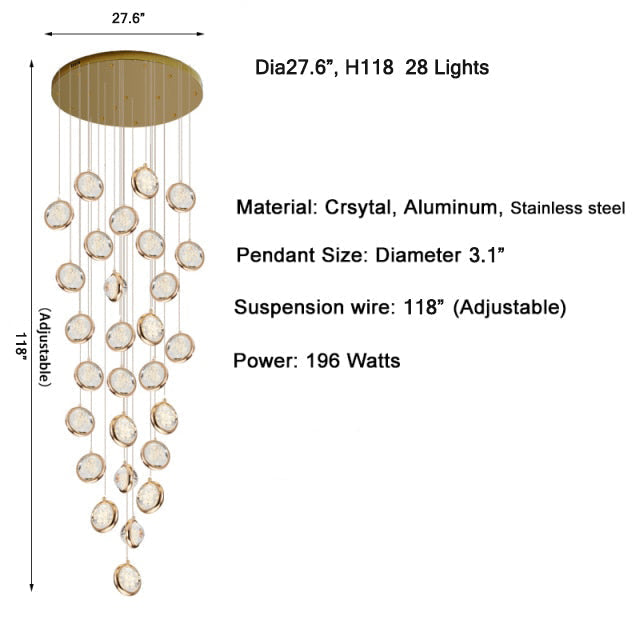 Topaz Staircase Crystal Chandelier - Pendant Lights | Lucera Lighting