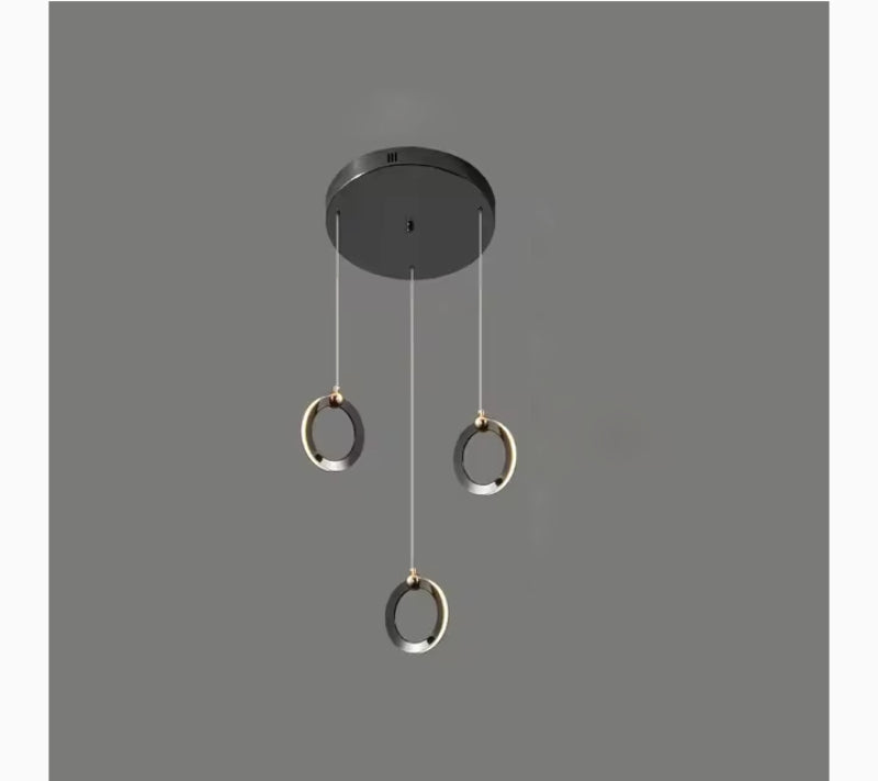 Birch Gold Black LED Pendant Rings Chandelier - Pendant Lights | Lucera Lighting