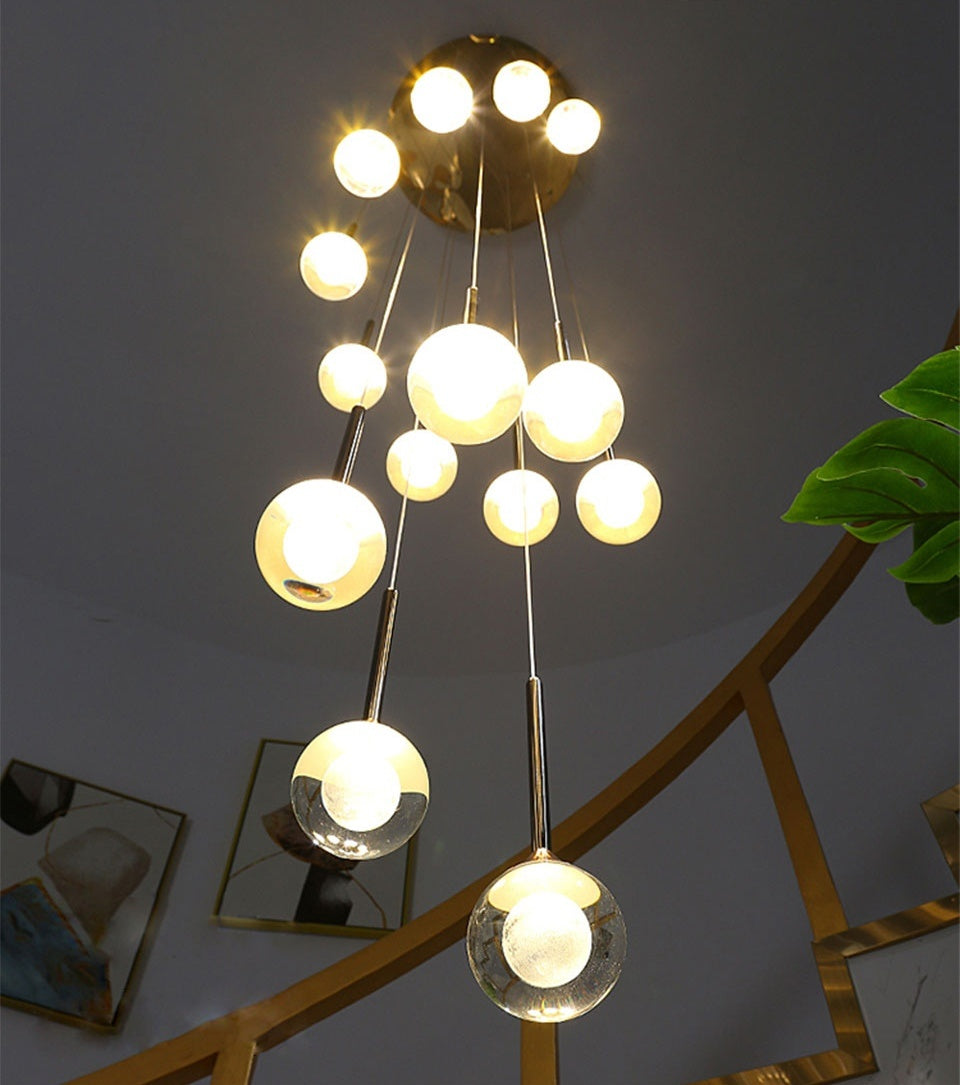 Fenn Gold Crystal Raindrop Glass Ball Chandelier - Chandeliers | Lucera Lighting