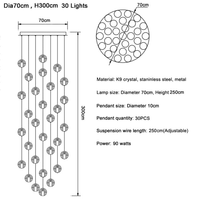 Vervain Crystal Hanging Light Fixture - Chandeliers | Lucera Lighting