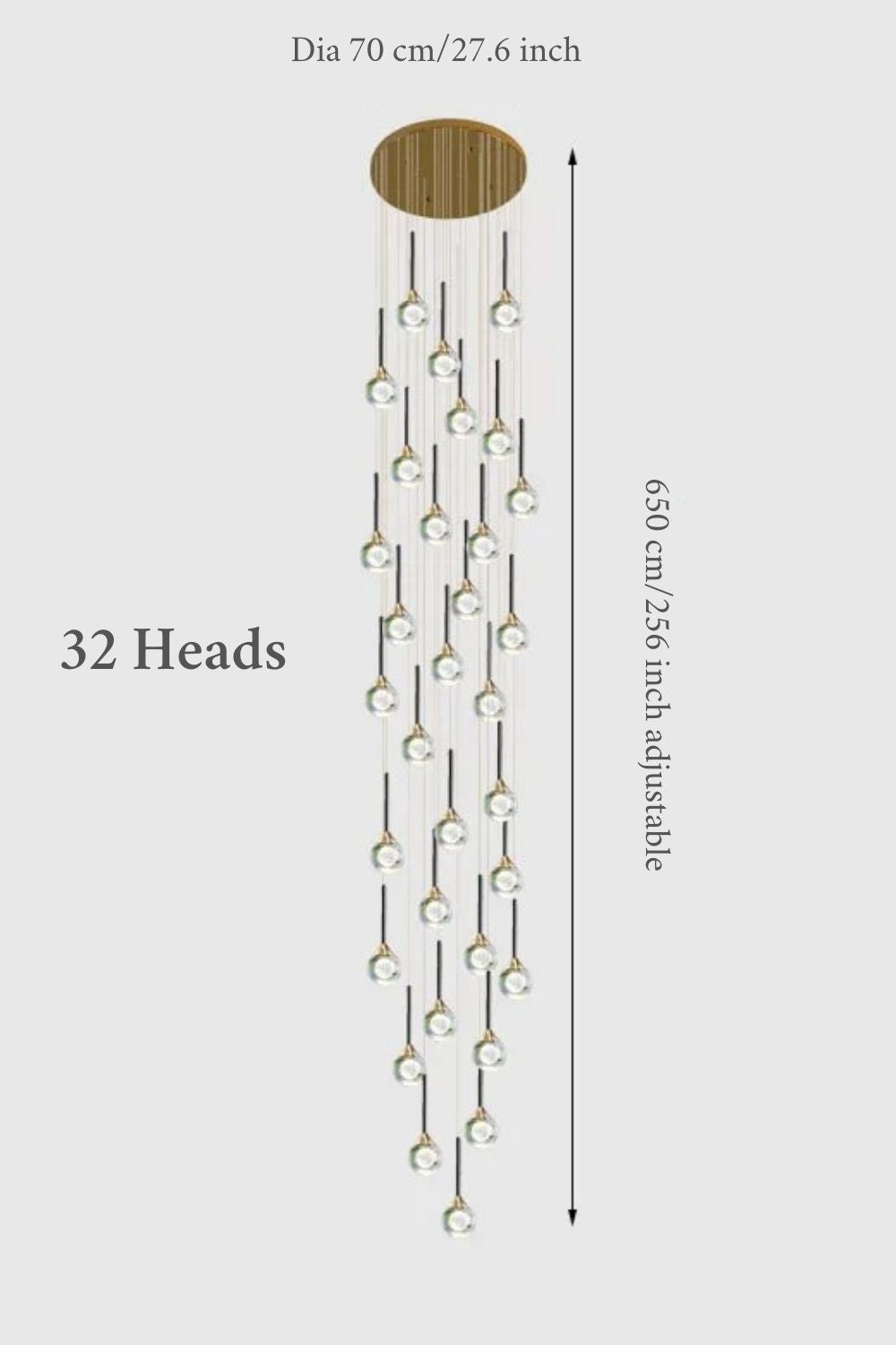 Fenn Gold Crystal Raindrop Glass Ball Chandelier - Chandeliers | Lucera Lighting