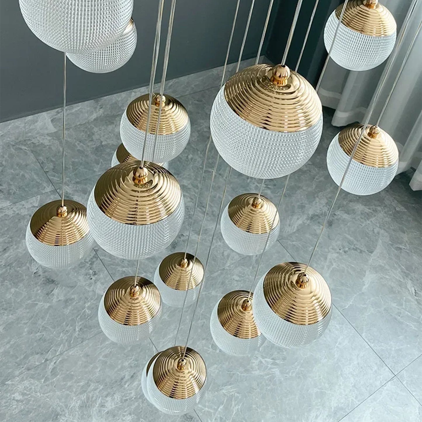 Holt Large Luxury Gold Pendant Chandelier for Staircase - Chandeliers | Lucera Lighting