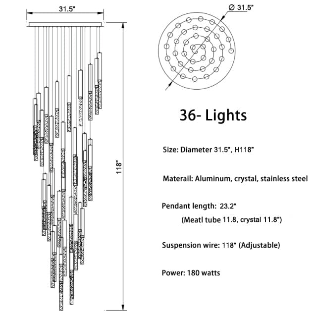 Schist Long LED Spiral Chandelier - Chandeliers | Lucera Lighting