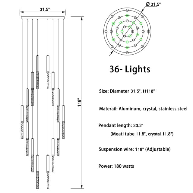 Schist Long LED Spiral Chandelier - Chandeliers | Lucera Lighting