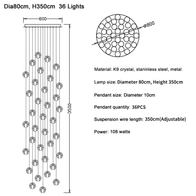Vervain Crystal Hanging Light Fixture - Chandeliers | Lucera Lighting