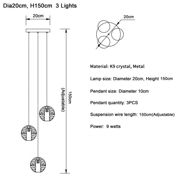 Vervain Crystal Hanging Light Fixture - Chandeliers | Lucera Lighting