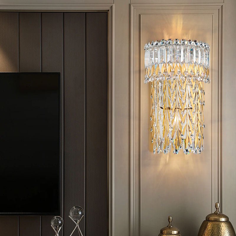 Sera Golden Crystal Wall Lamp for Living Room - Wall Lights & Sconces | Lucera Lighting