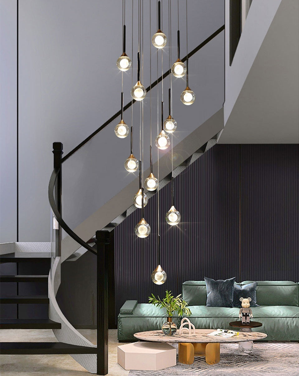 Fenn Gold Crystal Raindrop Glass Ball Chandelier - Chandeliers | Lucera Lighting