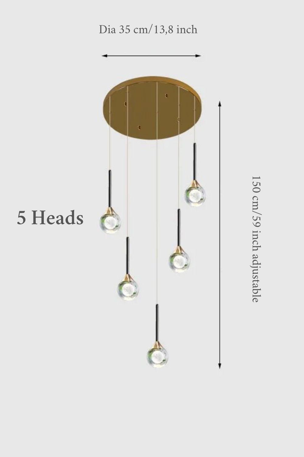 Fenn Gold Crystal Raindrop Glass Ball Chandelier - Chandeliers | Lucera Lighting