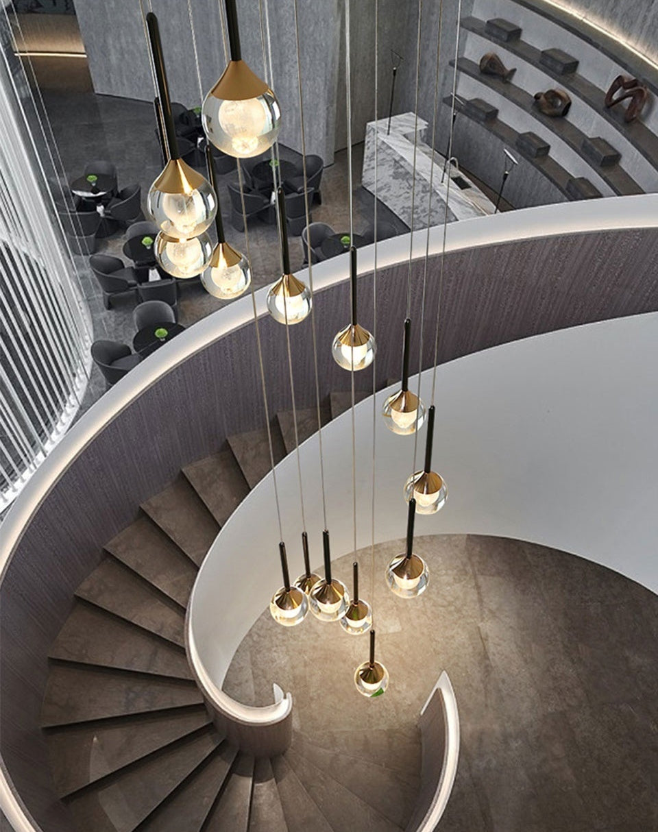 Fenn Gold Crystal Raindrop Glass Ball Chandelier - Chandeliers | Lucera Lighting