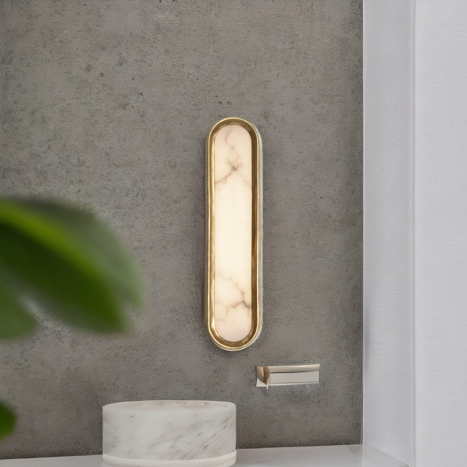 Velour Art Deco Wall Lamp with Marble & Iron - Wall Lights & Sconces | Lucera Lighting