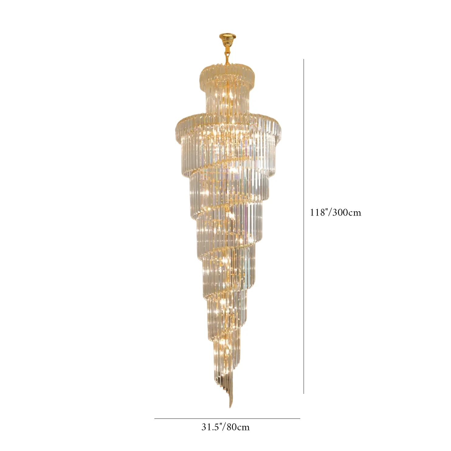 Elderflower Crystal Staircase Chandelier - Chandeliers | Lucera Lighting