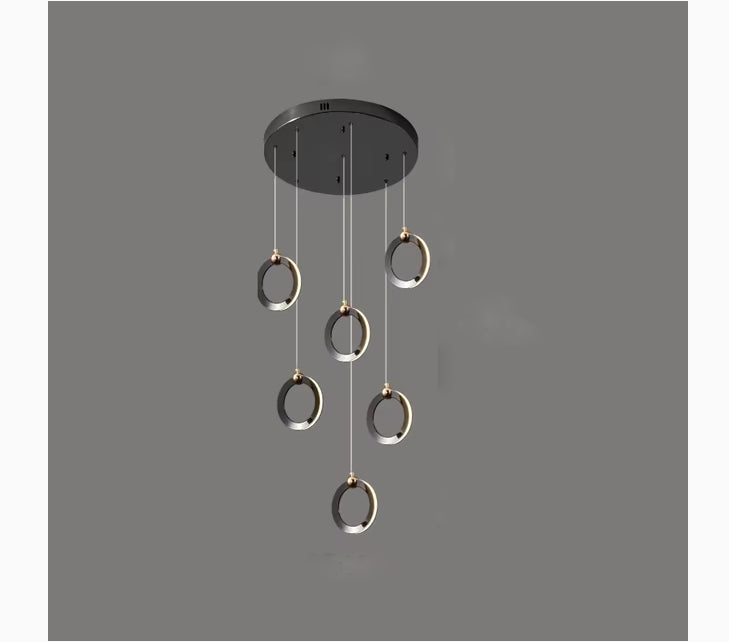 Birch Gold Black LED Pendant Rings Chandelier - Pendant Lights | Lucera Lighting