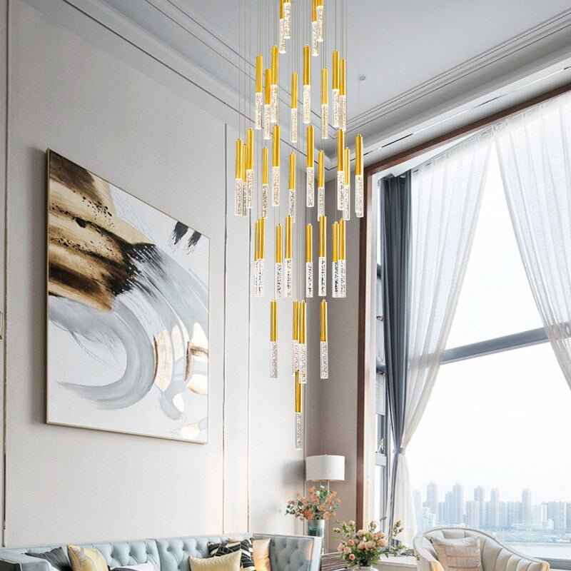 Schist Long LED Spiral Chandelier - Chandeliers | Lucera Lighting