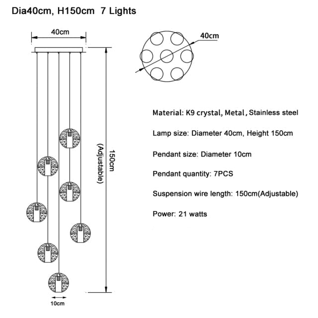Vervain Crystal Hanging Light Fixture - Chandeliers | Lucera Lighting