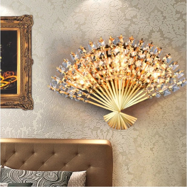 Fugue Luxury Golden Crystal Wall Lamp for Bedroom - Wall Lights & Sconces | Lucera Lighting