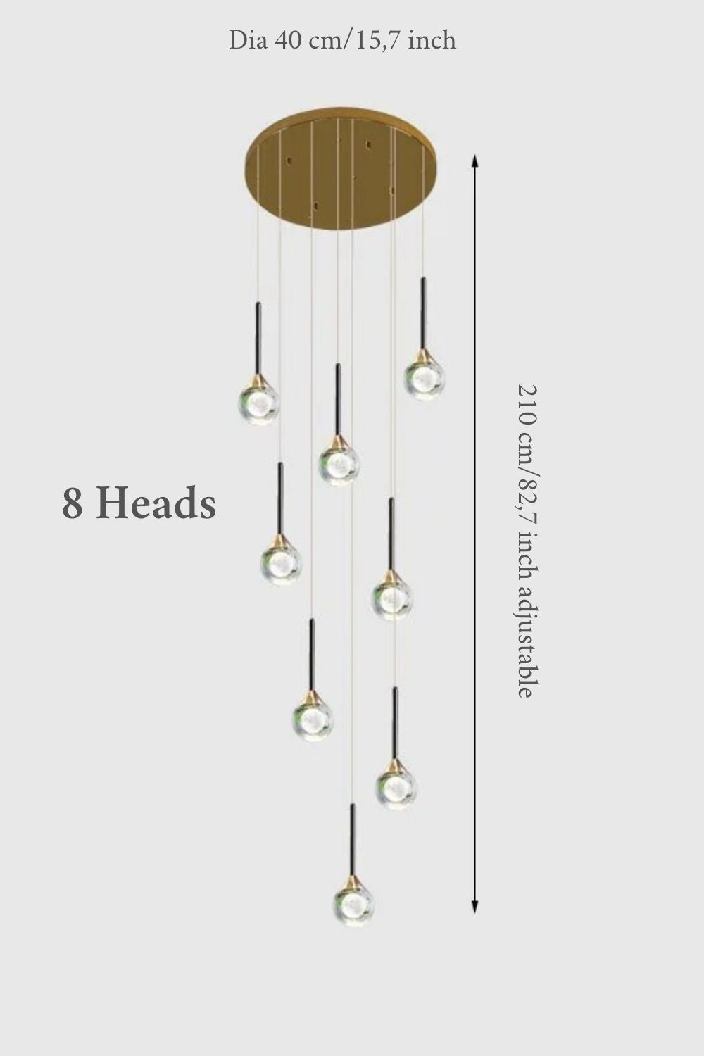 Fenn Gold Crystal Raindrop Glass Ball Chandelier - Chandeliers | Lucera Lighting