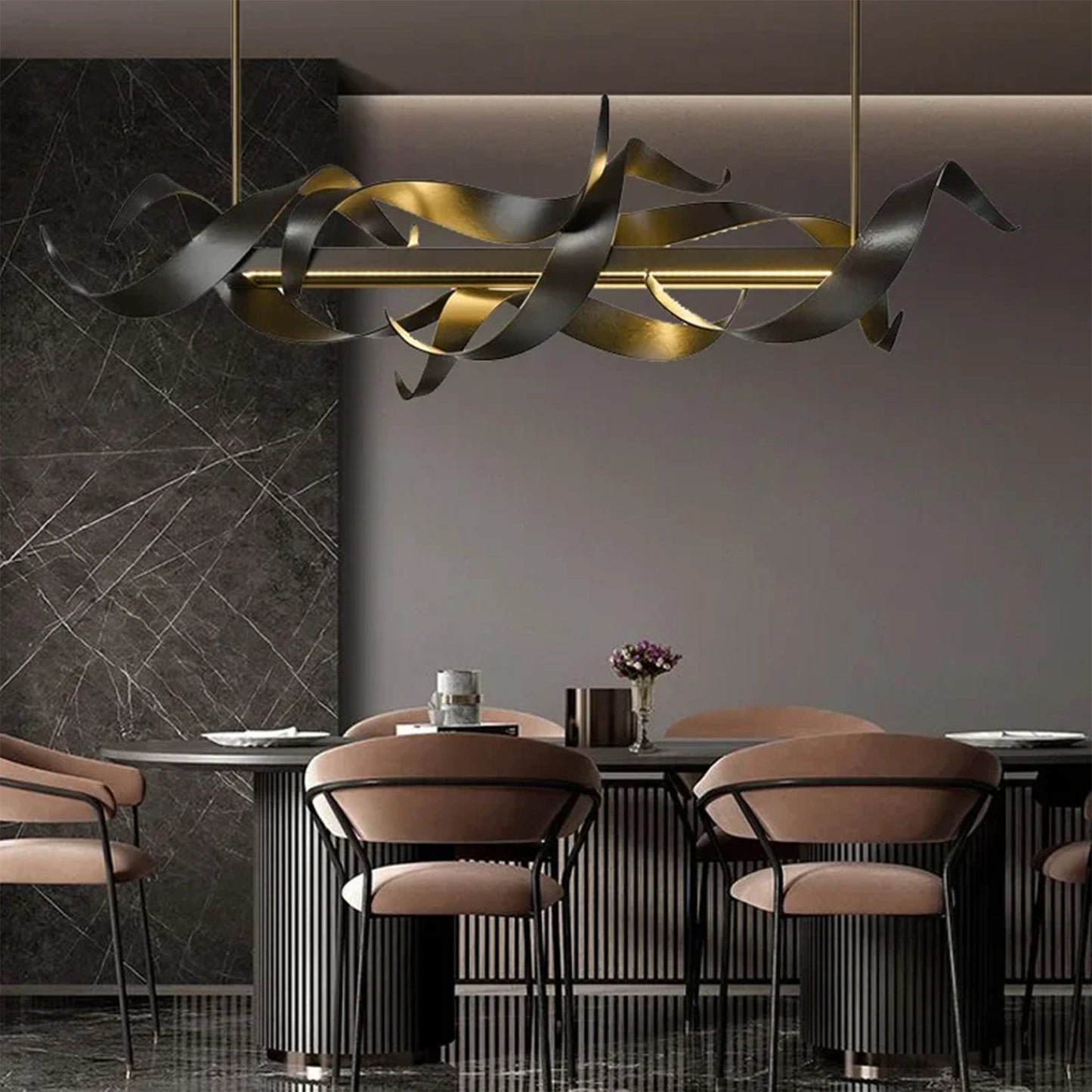 Heliotrope Modern Black Rectangle Chandelier - Pendant Lights | Lucera Lighting