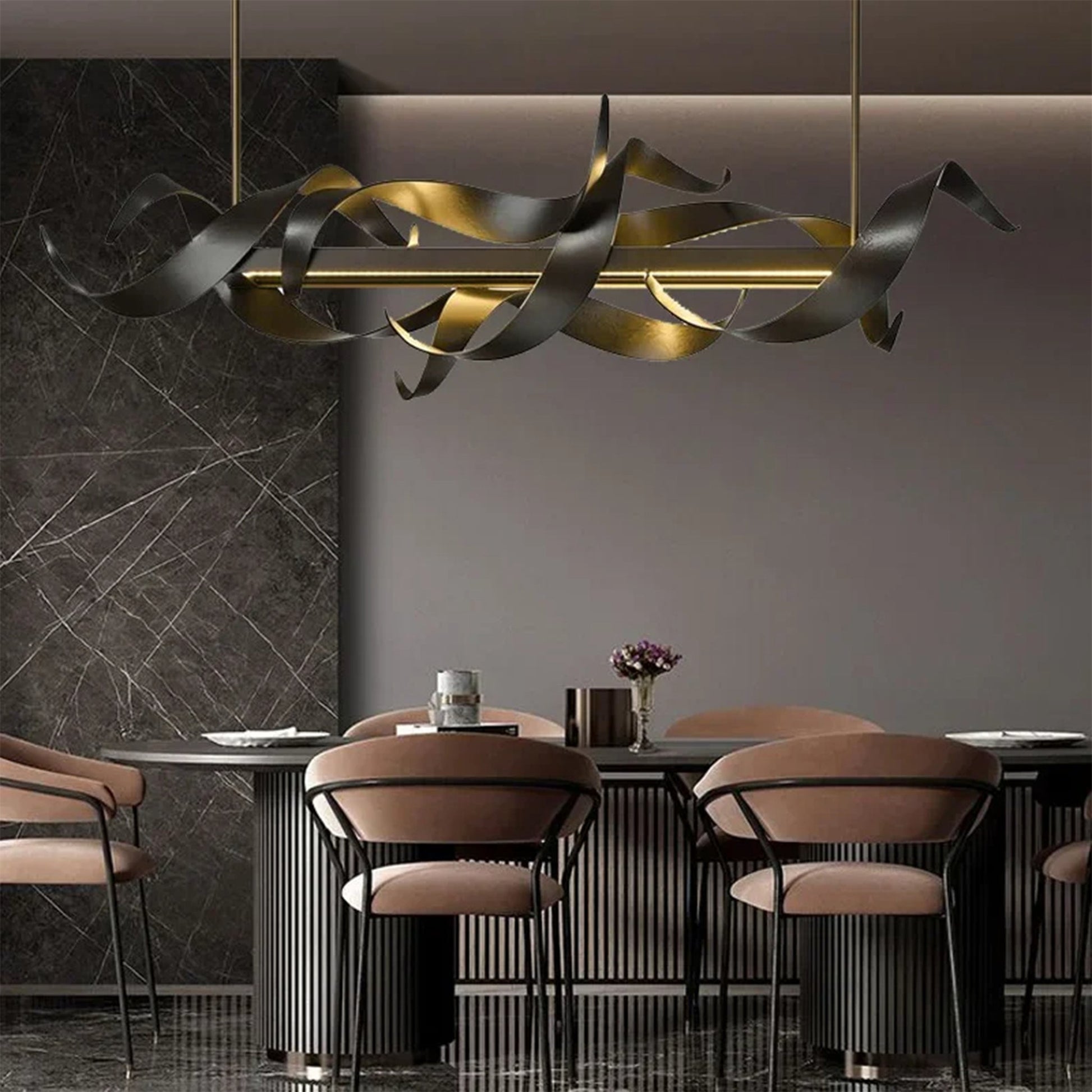Heliotrope Modern Black Rectangle Chandelier - Pendant Lights | Lucera Lighting
